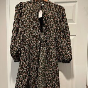 Topshop Black Dress with Red Floral Pattern